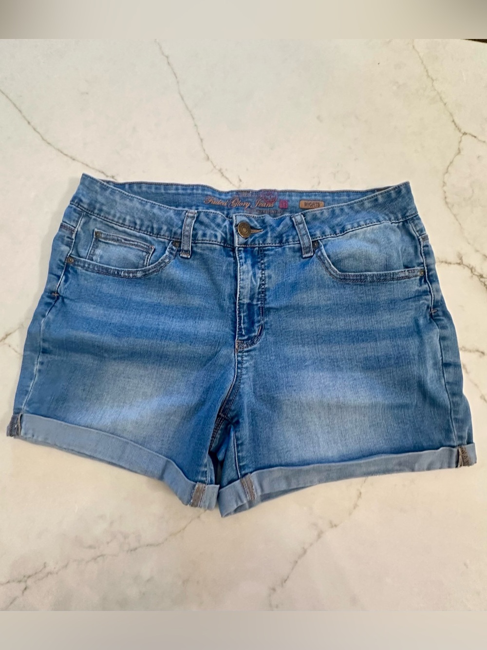 Faded Glory Light Blue Rolled Hem Denim Shorts